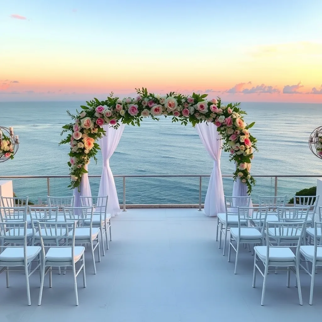Wedding venues overlooking the ocean at sunset